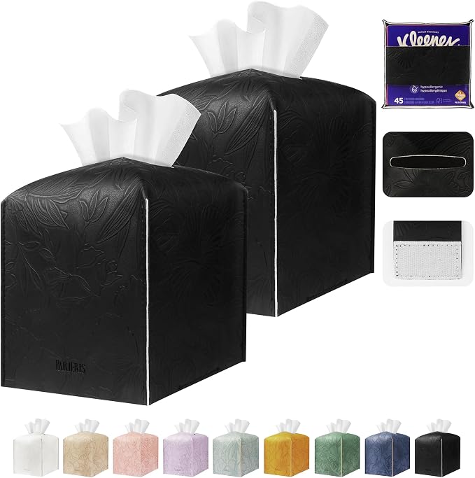Tissue Box Holder Cover Square Tissue Cube Cover PU Leather Tissue Organizer by DecorateYourHome