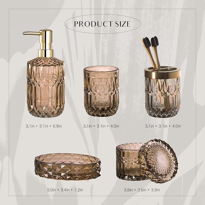 EMPO 6PCS Bathroom Clear Glass Accessories Set, Contemporary Modern Decor - Image 6