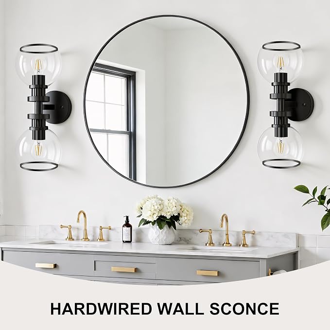 Wall Sconces Set of Two, Hardwired Modern Wall Light Fixtures - Image 5