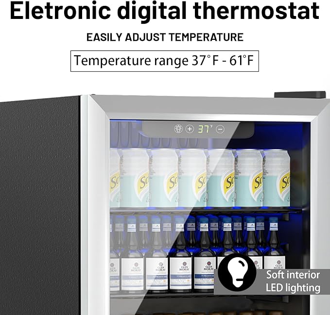 Stopasd Beverage Refrigerator Cooler, 1.6 Cu.Ft/70 Can Drink Fridge - Image 2