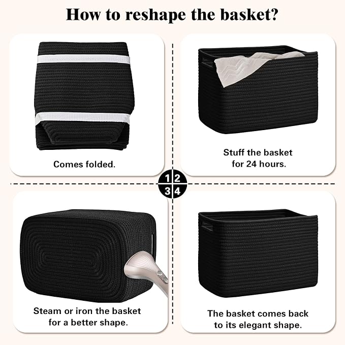 Storage Baskets for Organizing, 4 Pack Baskets for Shelves, Decorative Storage - Image 8