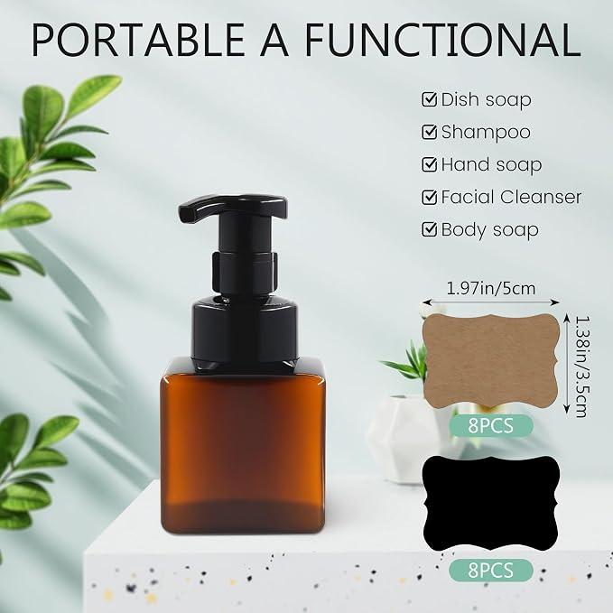 8.5 oz Foaming Soap Dispenser Plastic Foaming Pump Bottle, Refillable Dispenser - Image 3