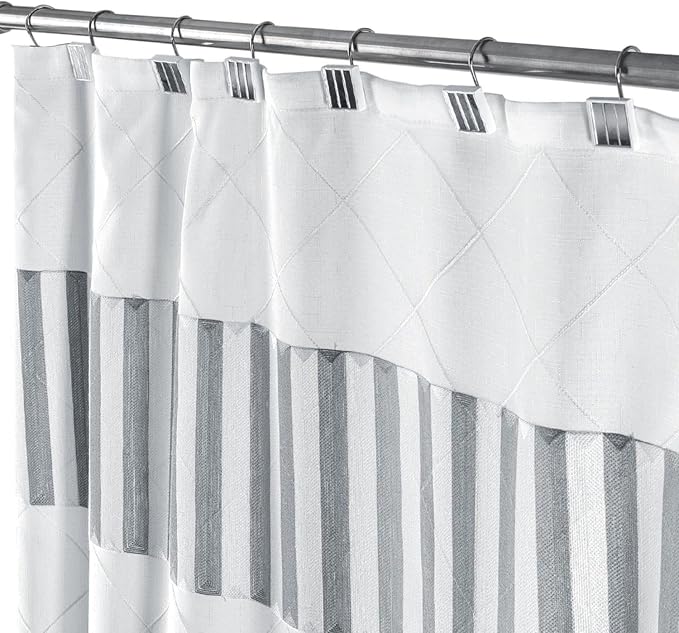 Creative Scents Quilted Mirror White Shower Curtain Hooks - Image 2