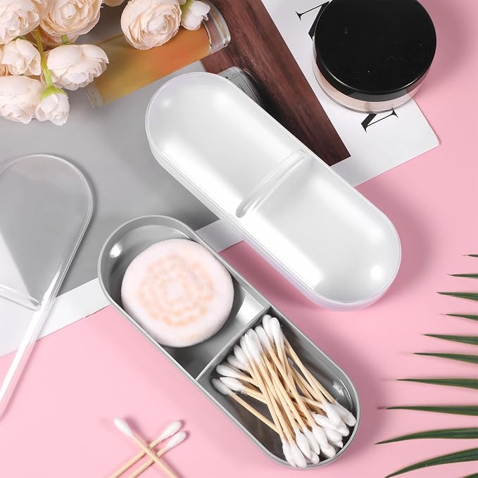 2 Pcs Travel Qtips Case with Dustproof Lid Portable Small Dental Floss Holder - Image 7