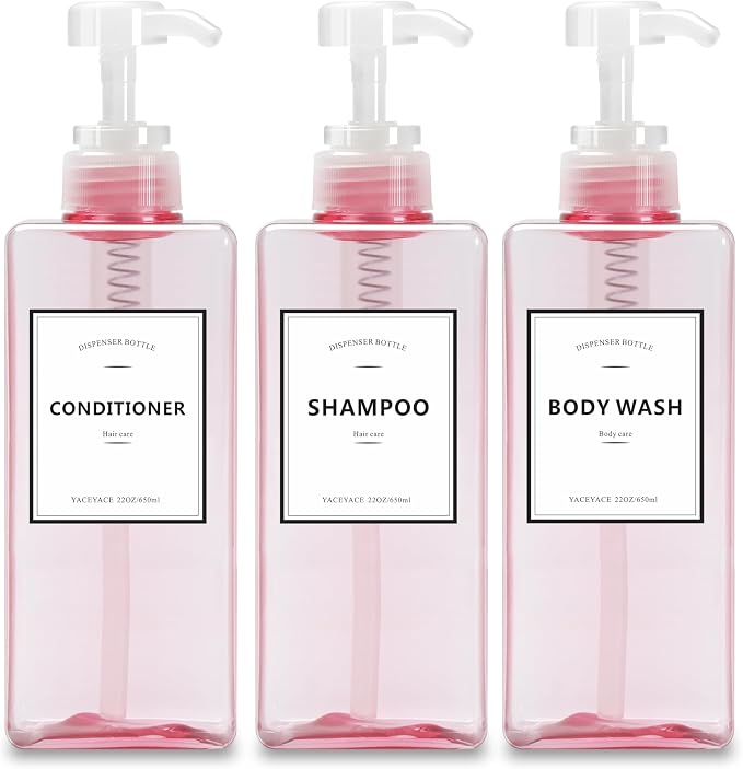 22oz Set of 3 Travel Shampoo and Conditioner Dispenser, Empty Soap Dispenser by YACEYACE