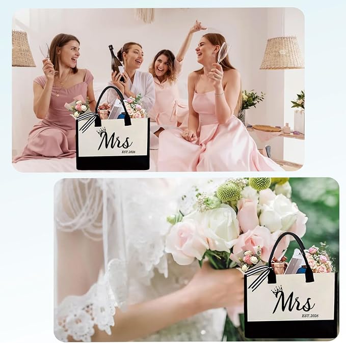 Mrs 2026 Bride Canvas Tote Bag, Gifts - Image 2
