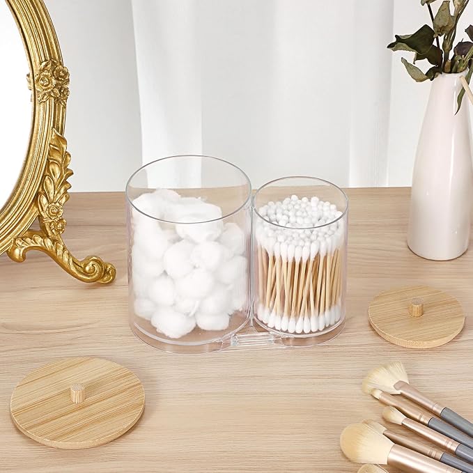Hipiwe Acrylic Cotton Swab Holder Clear Qtip Dispenser - Image 2