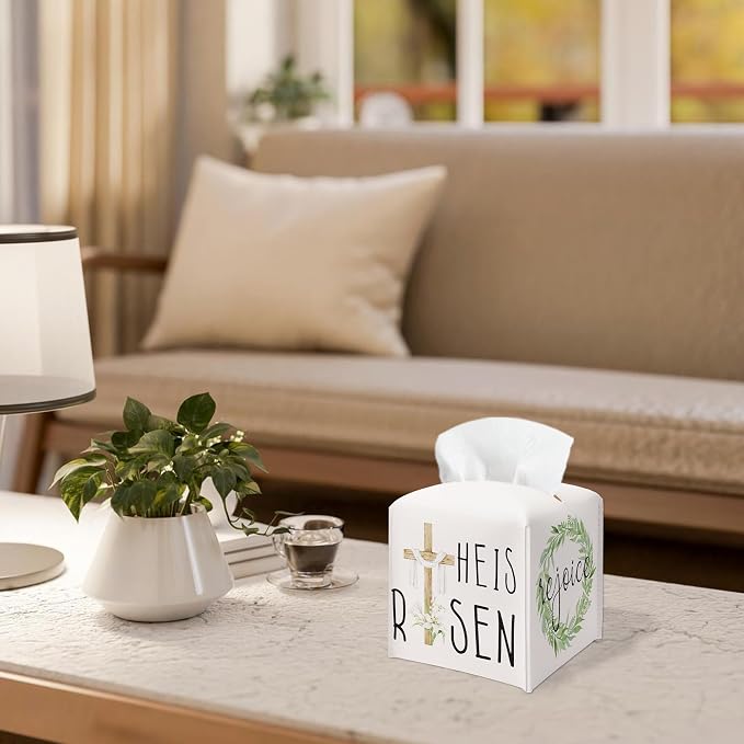 Botanical & Cross Design Tissue Box Cover - Image 4