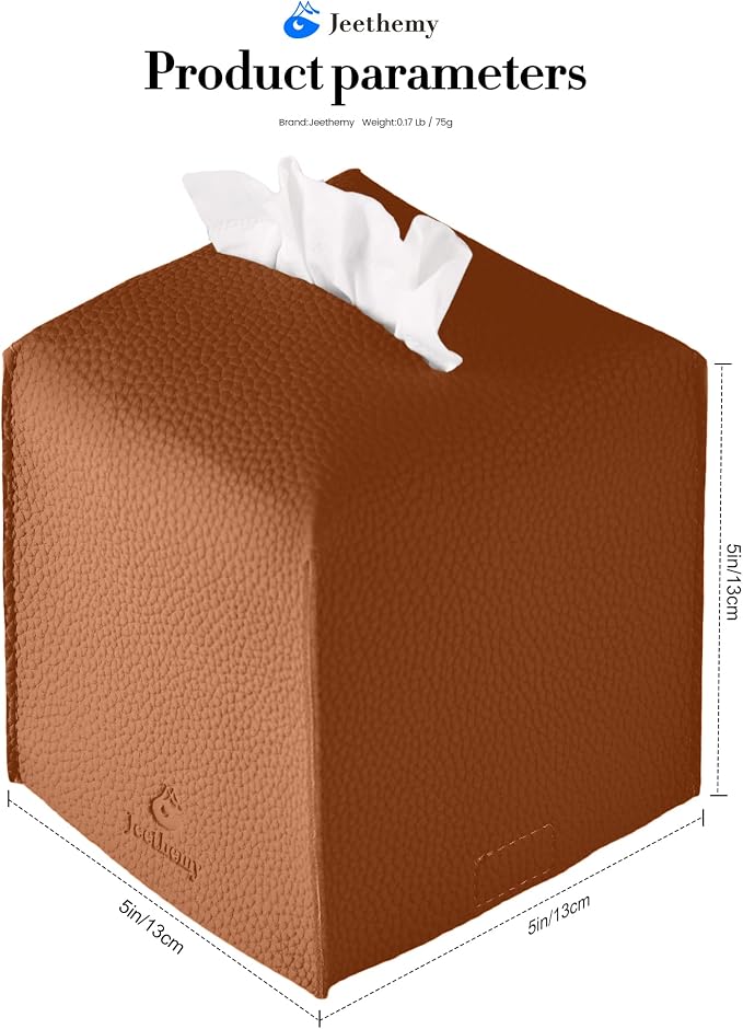 Tissue Box Cover, Jeethemy Square PU Leather Tissue Box Holder, Modern Tissue - Image 5