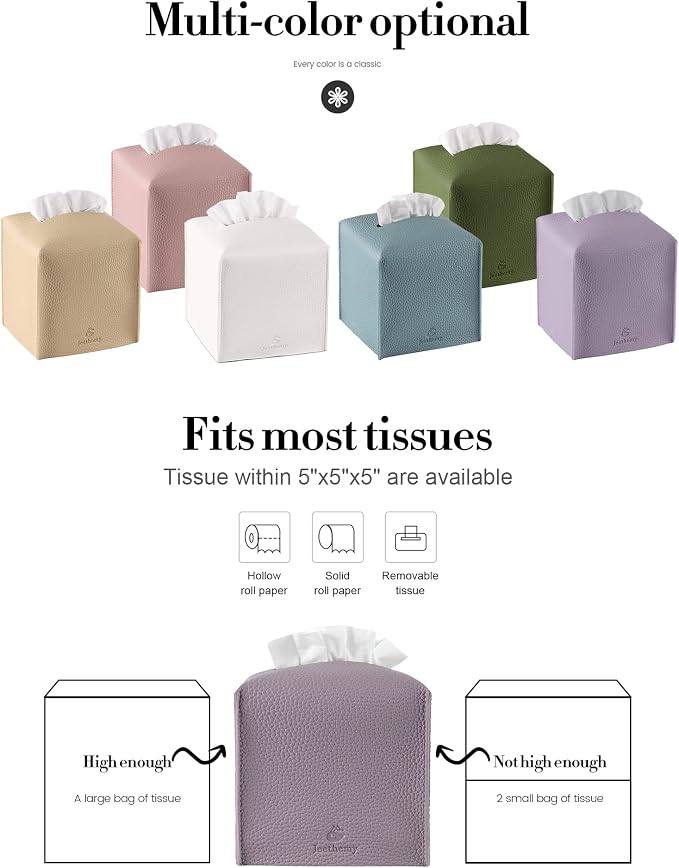 Tissue Box Cover, Jeethemy Square PU Leather Tissue Box Holder, Modern Tissue - Image 6