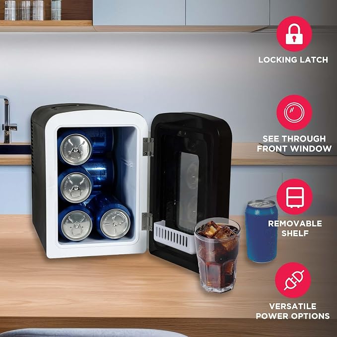Frigidaire Portable 9-Can Mini Cooler Fridge, Brushed Stainless Rugged - Image 3