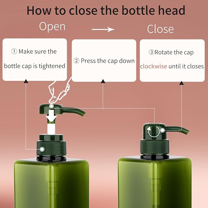 450ml Pump Bottle Dispenser Jansburg 2Pack Refillable Square Plastic Lotion - Image 5