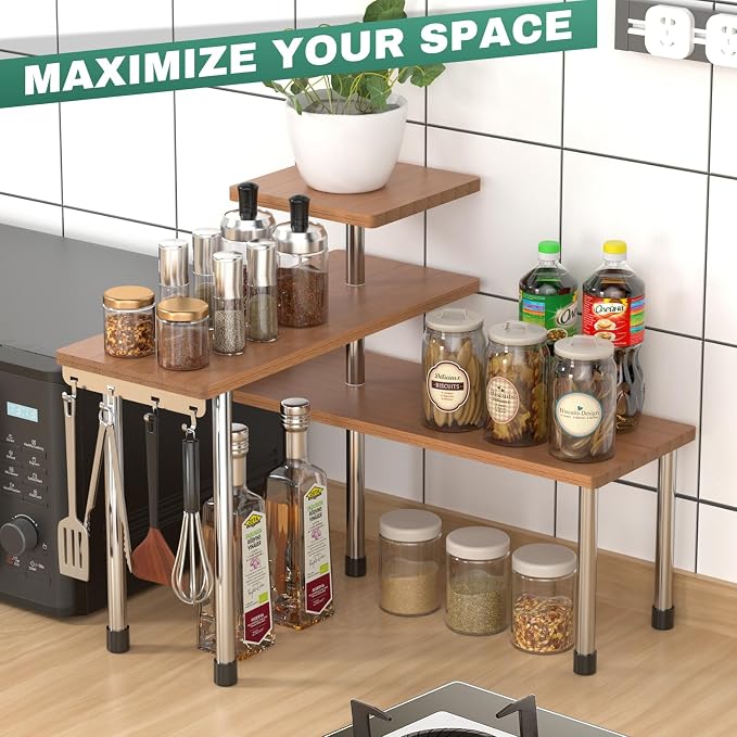 ZHWS Bathroom Counter Organizer Corner Countertop Shelf Adjustable 3 Tier - Image 3