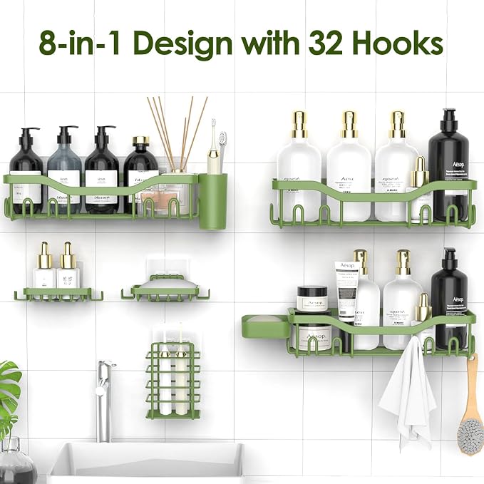 Shower Caddy Adhesive Shower Organizer 8-Pack, Rustproof Stainless Steel - Image 4