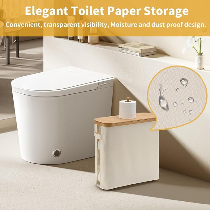 32L Bamboo Toilet Paper Storage Basket - Image 3