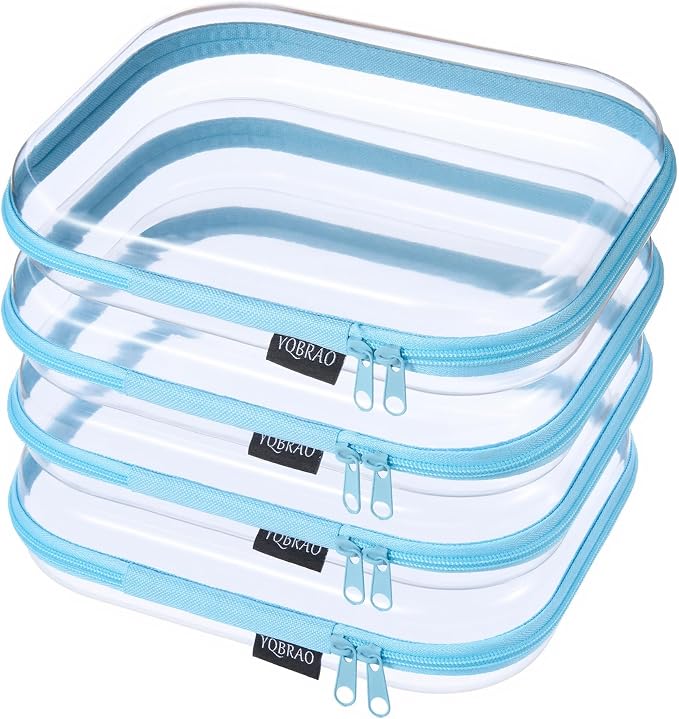 YQBRA 4 Pack Clear Hard Shell Zipper Case, See-Through Hard Plastic Organizer by Unknown