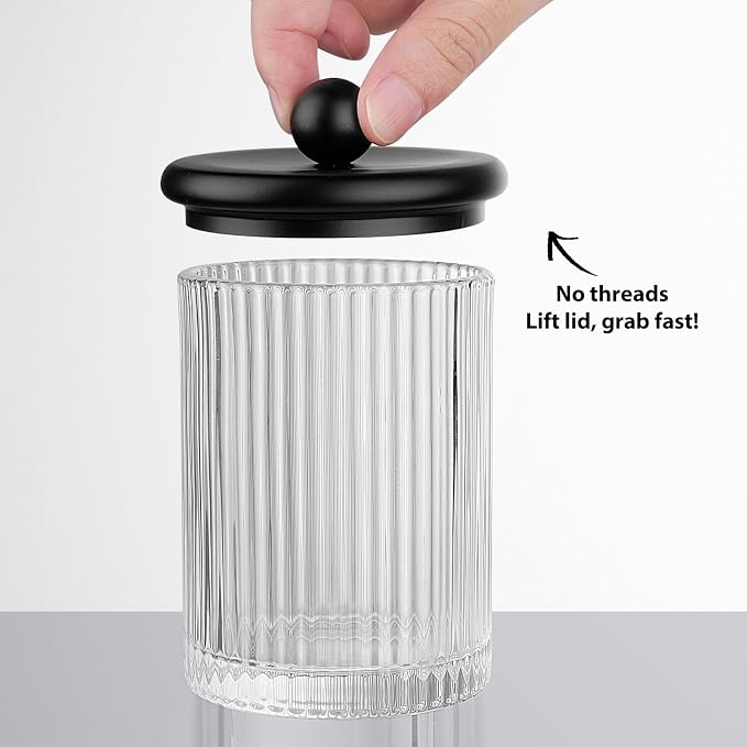 3Pack Glass Qtip Holder Dispenser Set - Image 6