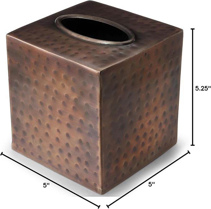 Monarch Abode Tissue Box Cover Square – Hand Hammered Antique Copper Metal - Image 7