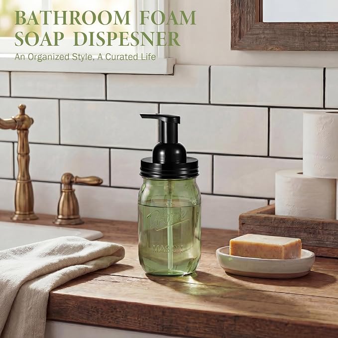 Amolliar Plastic Mason Jar Foaming Soap Dispenser Pump Lid, 16oz Foam Soap - Image 4