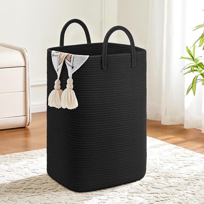 Laundry Basket, Woven Cotton Rope Laundry Hamper, 40L Versatile Storage by Artfeel