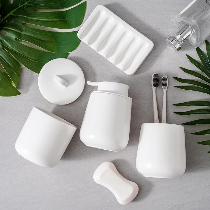 Ceramic Bathroom Accessories Set, Lotion Soap Dispenser and Toothbrush Holder - Image 6