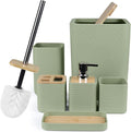 CERBIOR Bathroom Accessories Set 6 Piece Bamboo Bath Ensemble Includes Soap by CERBIOR