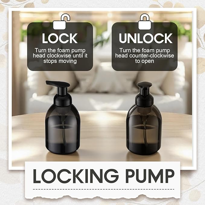 Uiifan 16 Pcs 17 oz Black Foaming Soap Dispenser Refillable Foam Pump Bottle - Image 4