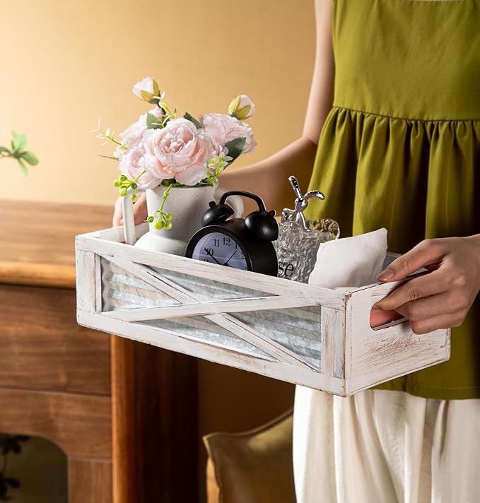 Wooden Toilet Tank Basket, Rustic Bathroom Decor Box, Farmhouse Toilet Paper - Image 3