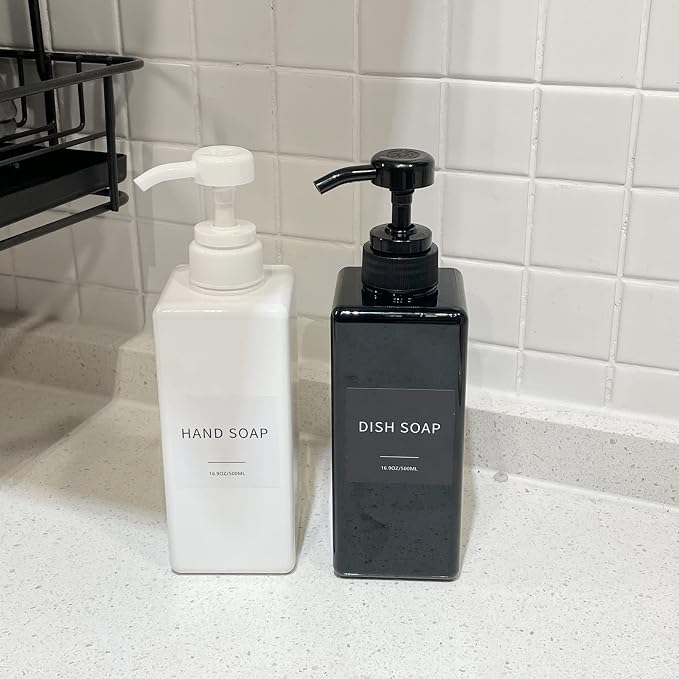 Soap Dispenser with Waterproof Labels, Thickened Plastic Hand Soap Dispenser - Image 5