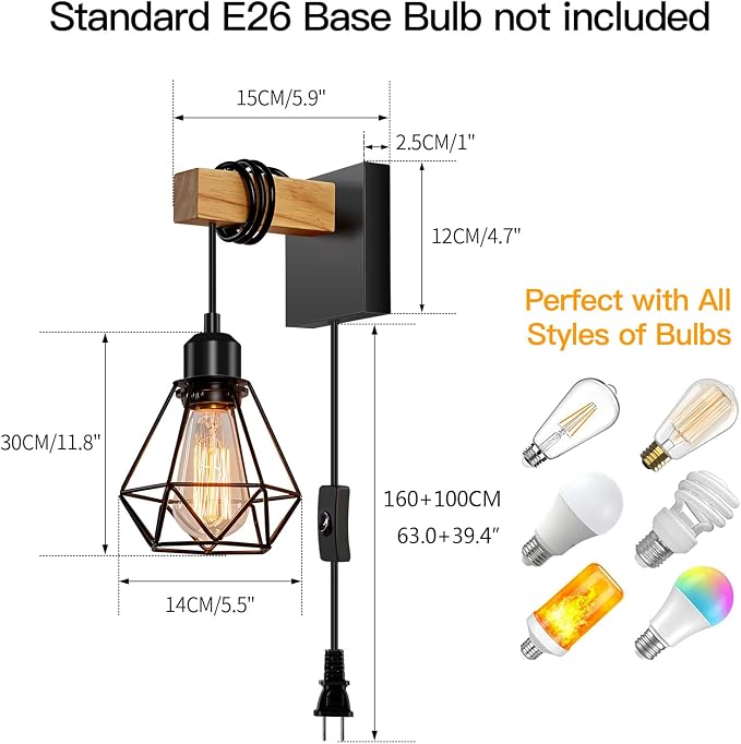 Plug in Wall Sconces Set of Two, Wall Sconce - Image 3