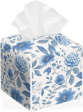 Floral Tissue Box Cover Blue Leather Tissue Box Holder Square Facial Paper by Unknown