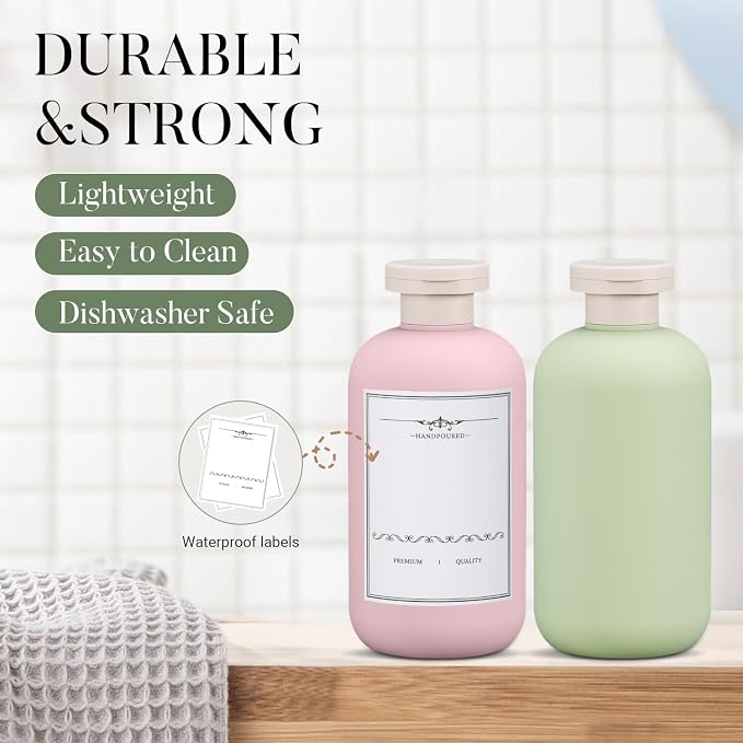 Travel Shampoo Bottle, Empty Plastic Squeeze Bottles 10oz - Image 6