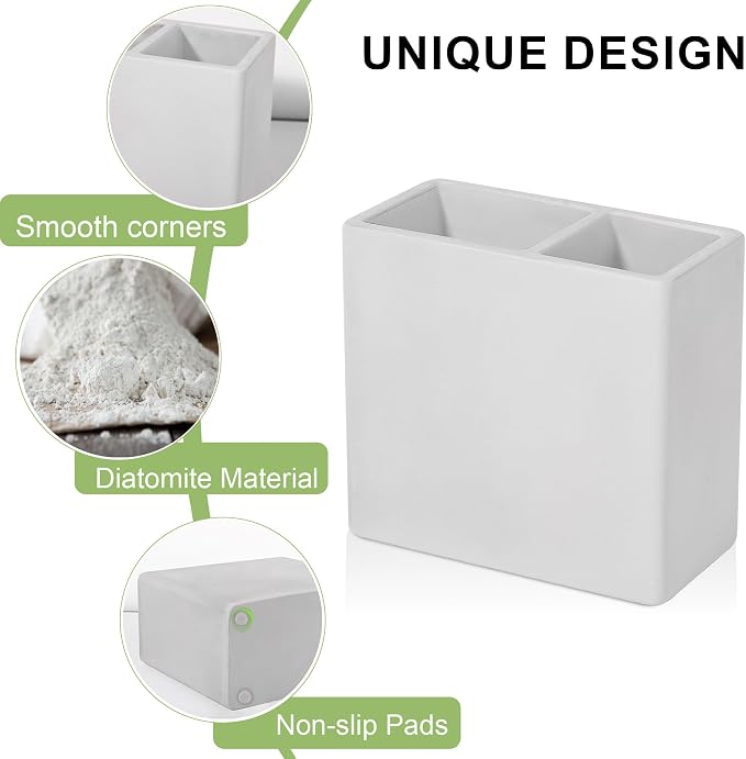 Diatomite Toothbrush Holder 2 Slots Tooth Brush Holder - Image 4