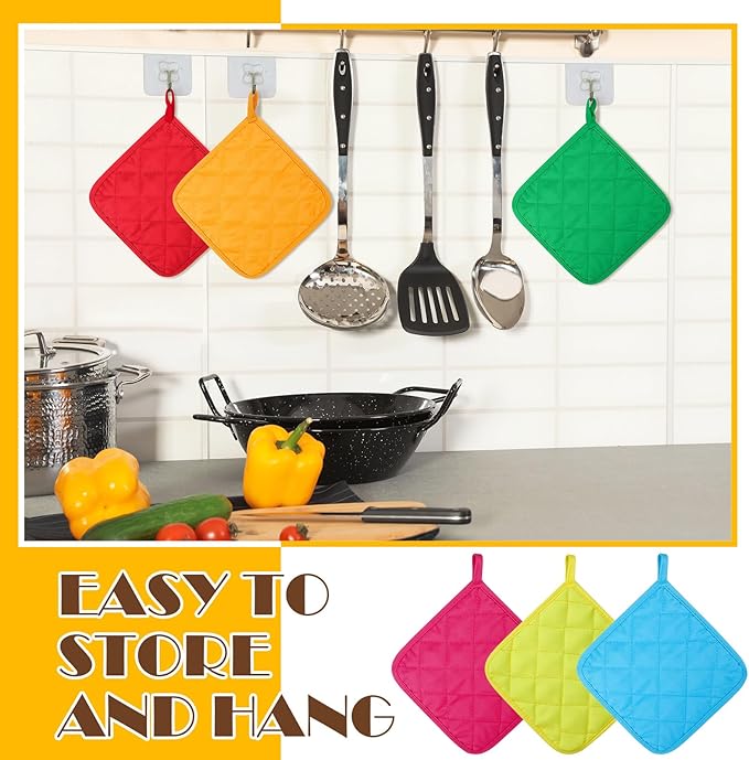 Bokon 24 Pcs Pot Holders for Kitchen, Heat Resistant Cotton Hot Pad Oven Mitts - Image 5
