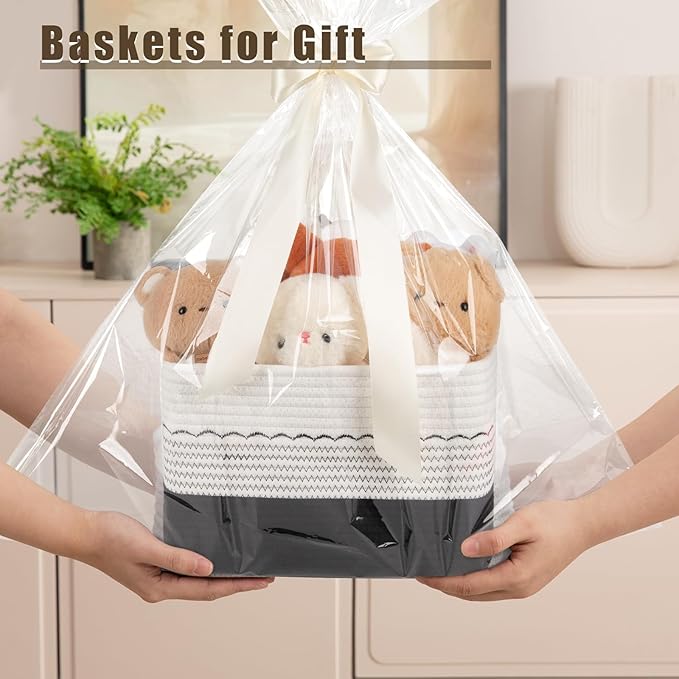 4 Pack Storage Baskets for Organizing, Decorative Cotton Rope Baskets for - Image 7