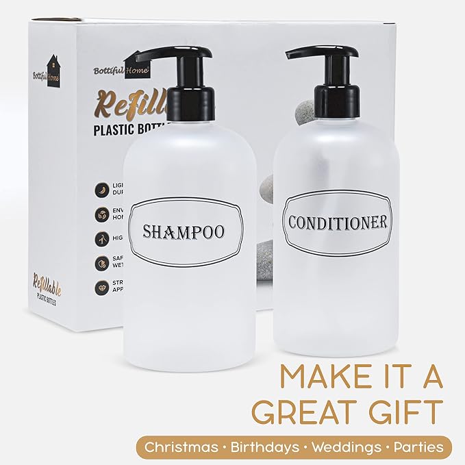 Bottiful Home-16 oz Shampoo and Conditioner Refillable Empty Plastic Pump - Image 9