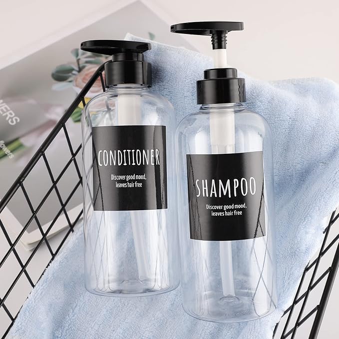 Shampoo and Conditioner Bottles, Segbeauty 2 Pack 16.9oz Refillable Shampoo - Image 5