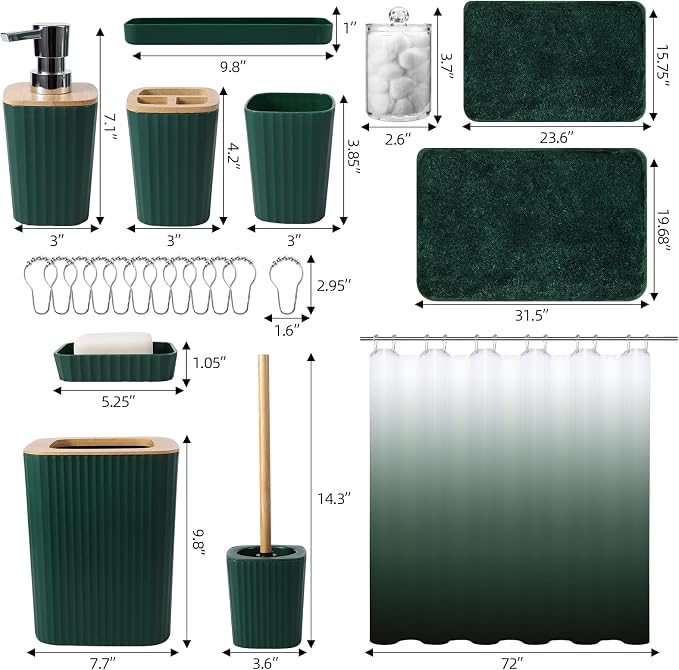 Dark Green Bathroom Accessories Set - Image 8