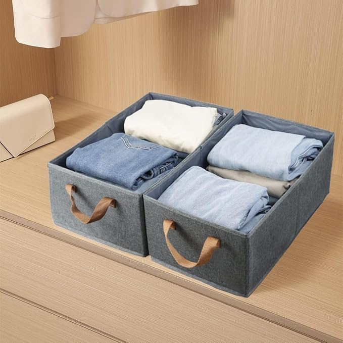 Pack of 3 Large Capacity Storage Bins Closet Organizer System, Sturdy Foldable - Image 3
