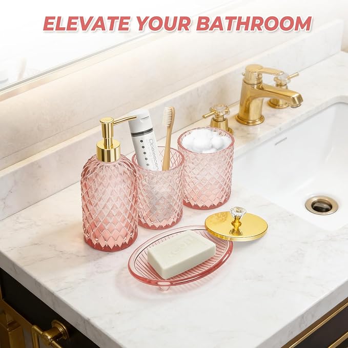 Jenseits Diamond Glass Bathroom Accessories Set 4 Pcs - Image 6