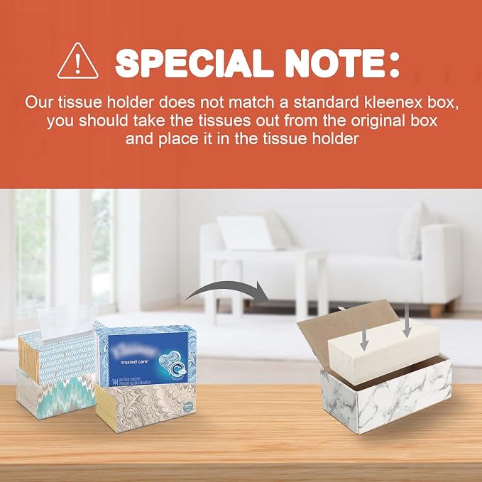 Tissue Box Cover, PU Leather Tissue Box Holder Rectangular Tissue Holders - Image 4