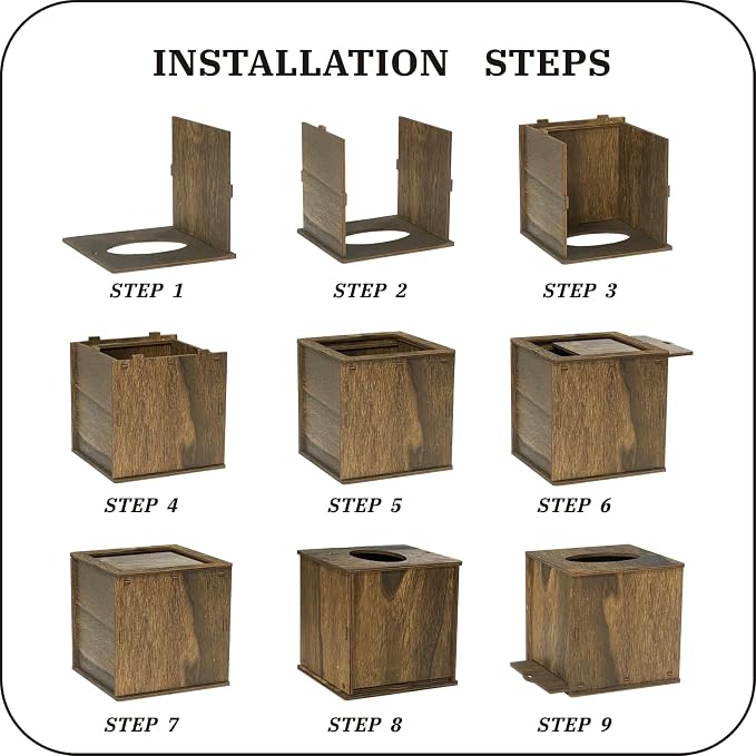 6 Pack Square Tissue Box Cover Rustic Wood Tissue Box Holder - Image 3