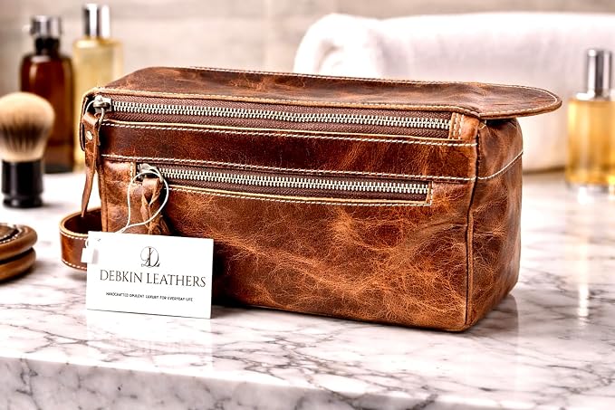 DEBKIN FOCUS Premium Top Grain Buffalo Leather Toiletry Bag - Image 5