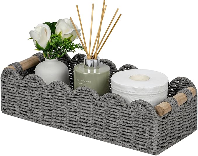 CubesLand Scalloped Edge Toilet Paper Storage Basket, Living Room Home Cozy by CubesLand