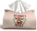 Christmas Highland Cows Tissue Box Cover Rectangle, Winter Bows PU Tissue by UTELKA