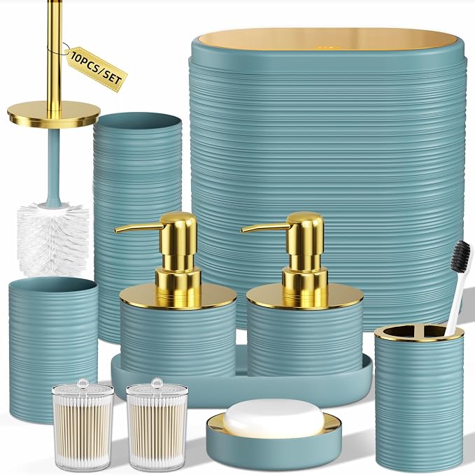 Bathroom Set, Light Blue Bathroom Accessories, Soap Dispensers by LetUsMakeHomeYourFavoriteDestination