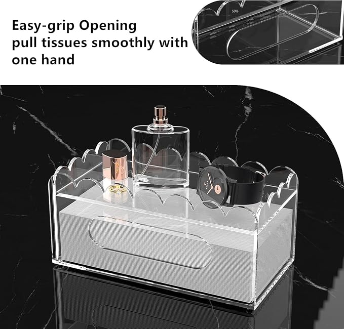 LUGUNU Acrylic Tissue Box Holder, Modern Decorative Tissue Holder - Image 4