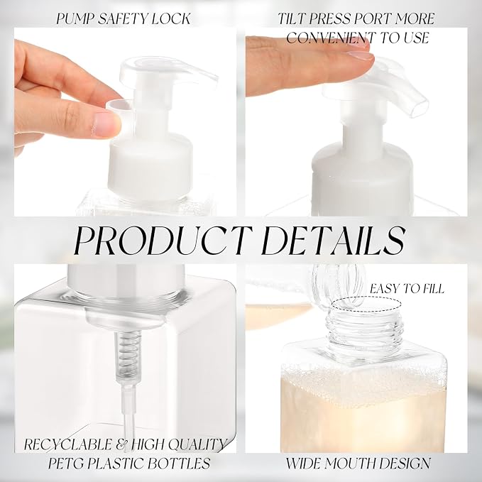 Domensi 12 Pcs Foam Pump Bottle Foaming Soap Dispenser Empty Travel Foaming - Image 3