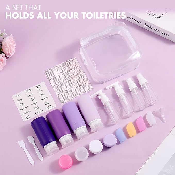 Muslish 21 Pack Travel Bottles for Toiletries, Leak-Proof TSA Compliant - Image 6