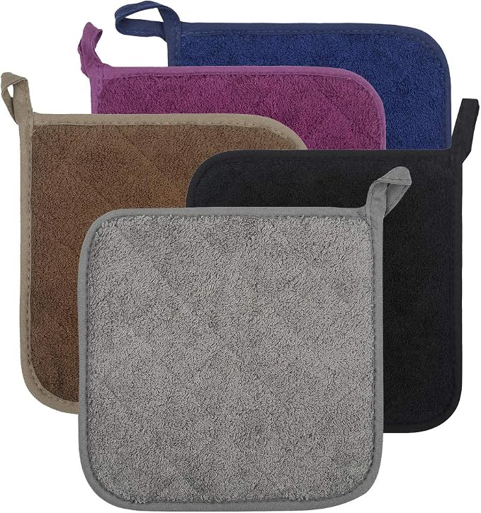 100% Cotton Kitchen Everyday Basic Terry Pot Holder Heat Resistant Coaster by Lifaith